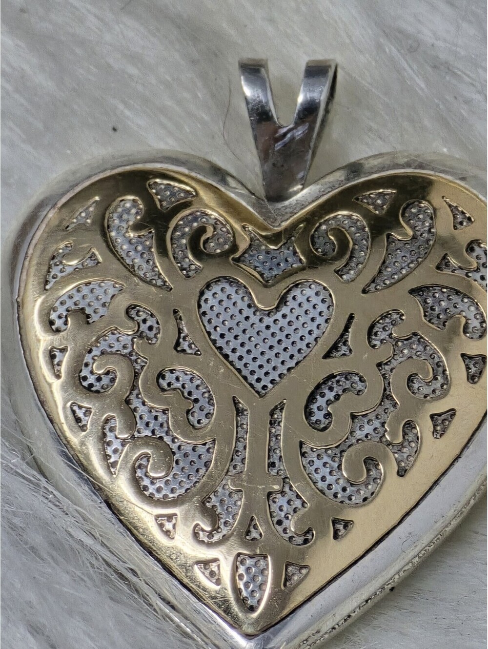 PPC 925 Sterling Silver 14k Overlay Scrollwork Heart Locket